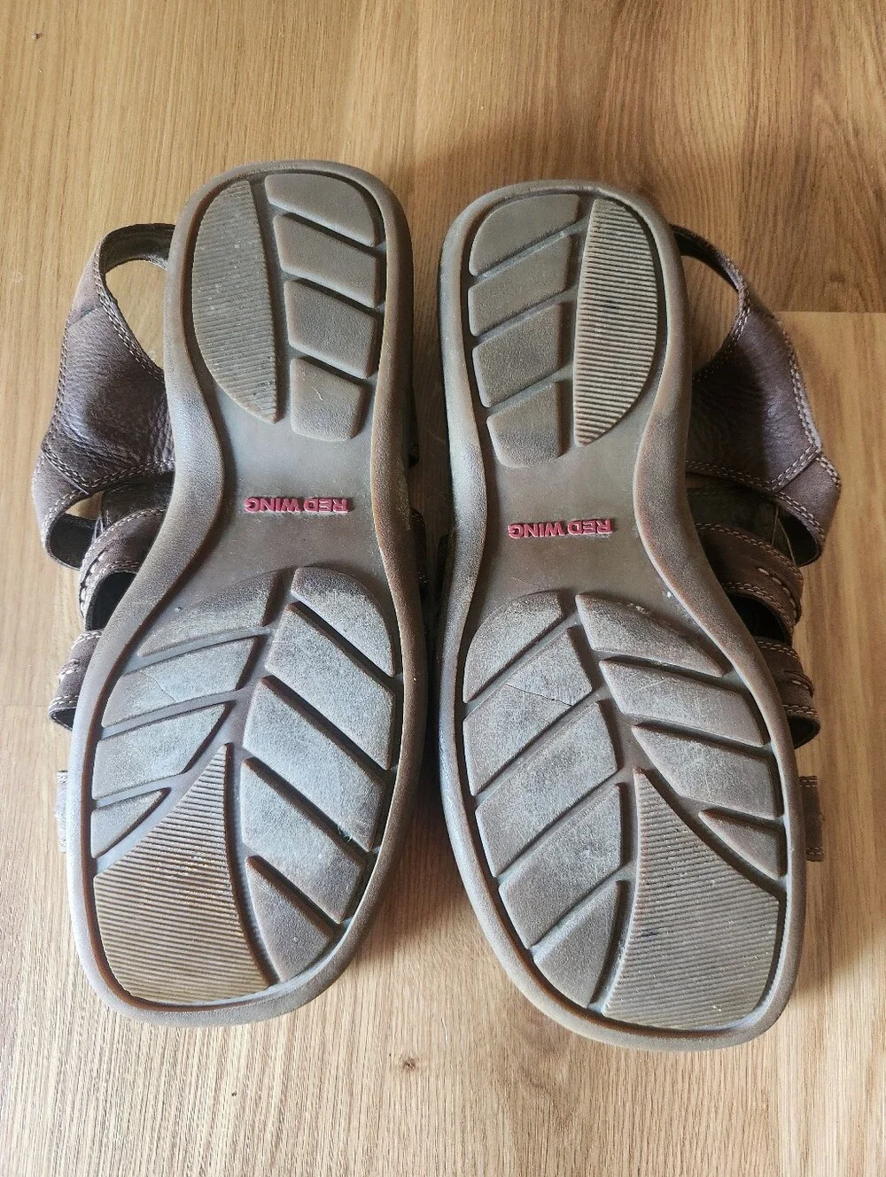 Men's Redwing Brown Leather Strappy Buckle Fisherman Sandals Size 12